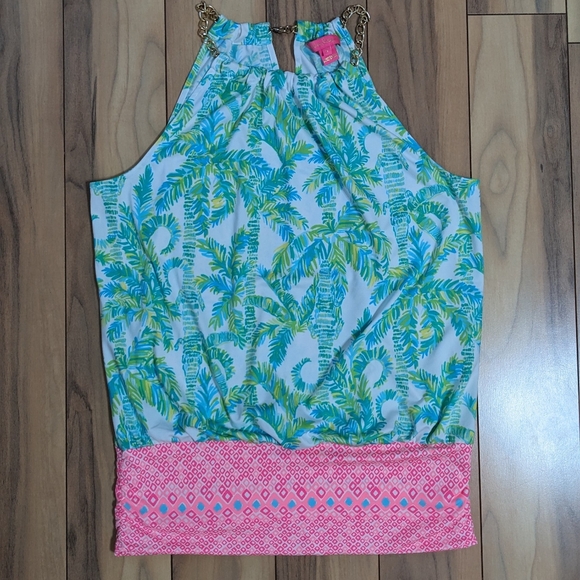 Lilly Pulitzer Tops - EUC! Lilly Pulitzer Bowen Top Fresh Citrus Keep Palm Engineered Size S